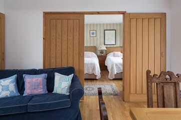 The twin bedroom is accessed directly off the living-room. Perfect for keeping an eye on those mischievous little ones.