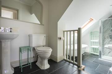 The family bathroom is split-level.