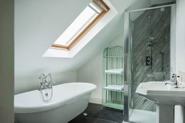 A lovely claw-foot bath in the family bathroom.