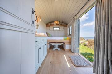 This fabulous shepherd's hut is surprisingly spacious.