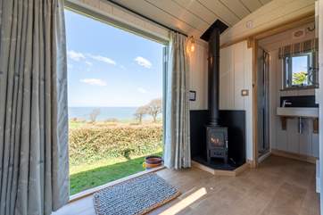 The warming wood-burner will keep you toasty whatever the weather.