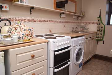 The galley kitchen.