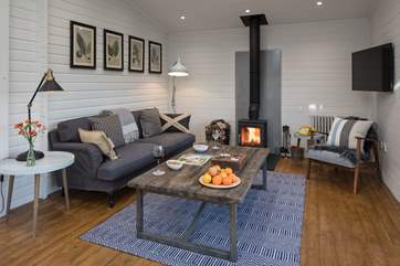 The wood-burner and Smart TV are perfect for a cosy night in.