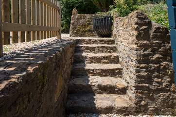 Six steps lead down to Ridge Lodge.