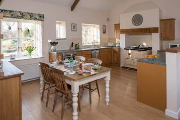 The open plan kitchen/dining-room is very spacious and sociable.
