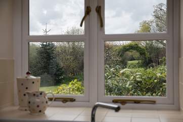 Washing up with a view, although there is a dishwasher.