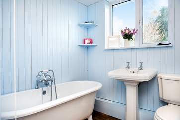 The family bathroom with a lovely free-standing bath - there is also a shower-room on the ground floor.
