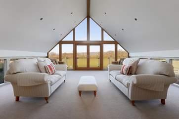 Upstairs in the spa is a calm library where you can simply relax - the view is right across the valley to Wells Cathedral.