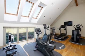 The gym is on the first floor of the spa.