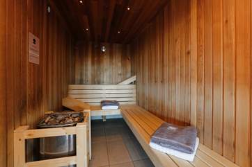 This is the sauna in the spa. There are top quality showering facilities too, as you would expect.