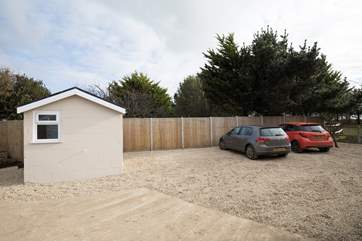 There is plenty of space for parking your car (and horse trailer).