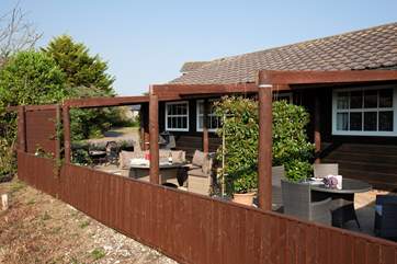 Guests have their own outdoor seating area to enjoy mealtimes alfresco