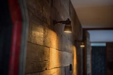 The reclaimed wood walls.