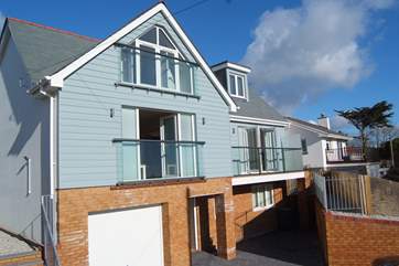 The front view of Waterhayes in its lovely setting above Appledore.