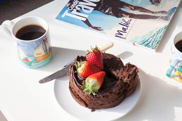 There is no better afternoon snack than a slice of chocolate cake.