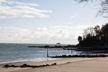 Seagrove Bay is popular with swimmers, with lovely clear waters and sand underfoot.