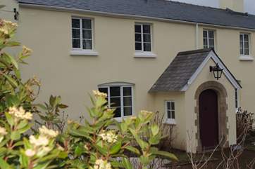 A close up of the front of the cottage.
