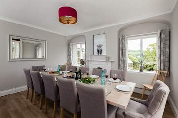 The elegant dining room seats 14 guests - this room is perfect for special occasions.