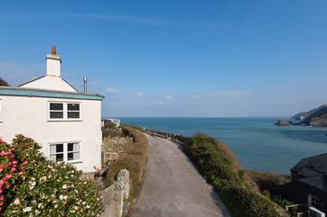 The Hygge is set on a small private road directly above Trevaunance Cove in St Agnes.