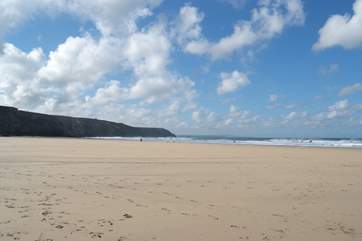 Looking from Chapel Porth towards Porthtowan at low tide.