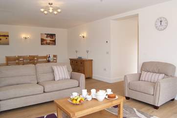 Another view of the sitting room where this is comfortable seating for all.