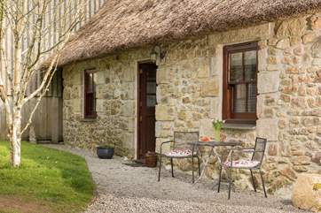 A lovely spot outside East Barn for morning coffee.