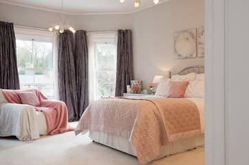 The master bedroom, a gorgeous gem of a room located to the front of the house over-looking the garden