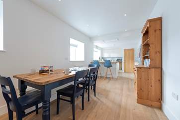 A table for games in the kitchen-area.