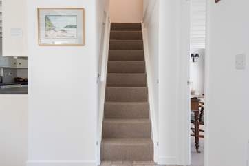The steep stairs lead up to the bedrooms and family bathroom.