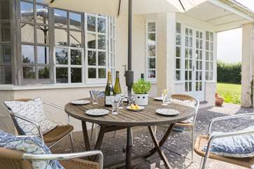 The terrace can be reached from the kitchen and the sitting-room.