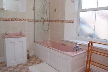 The huge bathroom.
