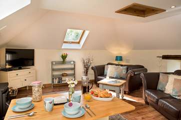 The Velux windows make the living-room wonderfully light and airy.