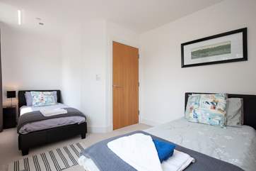 The twin room with views over the harbour.