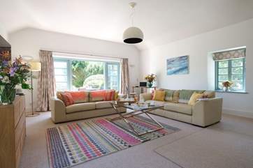 Cool pastel colours in the sitting-room.