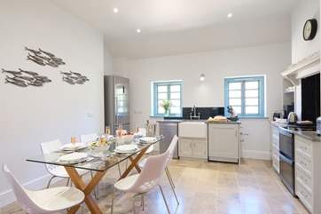 The stylish kitchen/dining-room.