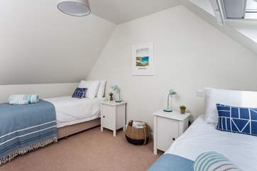 The neutral second bedroom can either be made up as two singles or a double.