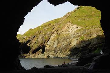 Merlin's Cave at Tintagel, where you can also visit the Castle - said to be the castle of King Arthur.