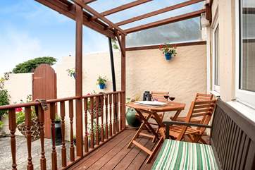 The terrace is the perfect spot to sit and watch the sun set.