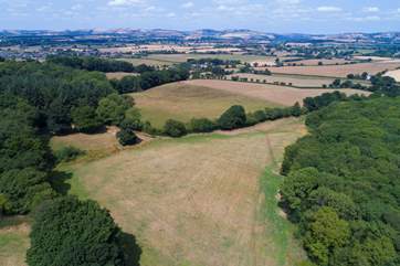 Looking from above Huxham Hideaway to the hills and horizon beyond.