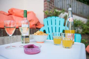 The outside patio area is a great place to unwind with a glass of something nice!