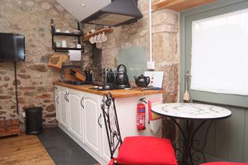 The kitchen and dining areas.