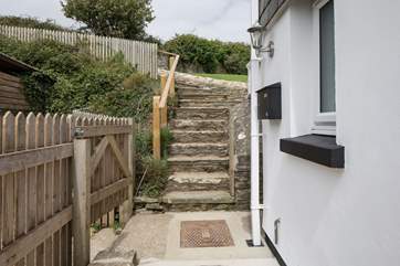 Please be careful when venturing up the steps to the second patio area.