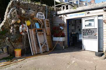 The wet fish shop on the beach at Beer, selling a great selection of locally caught fish, great for the barbecue or something creative.