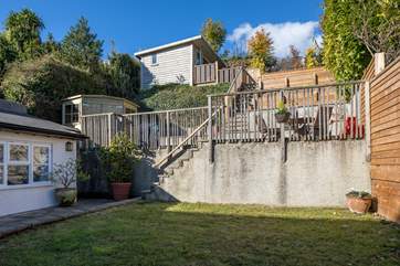 The terraced garden has three flat levels, please supervise children on the steep steps.