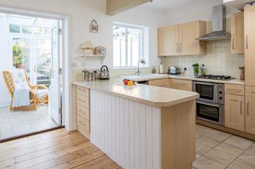 The open plan kitchen has all that you need to create delicious holiday meals.
