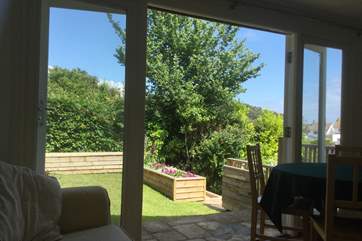 This is the higher terrace with great views across the little town - a real sun spot to enjoy and the bonus of the gorgeous ' garden room '