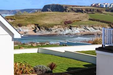 Views of Porth Beach to the side from the balcony.