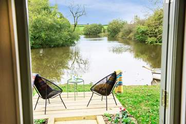 Your four-legged friend is welcome to go swimming in the lake, while you can enjoy a glass or two on the outside chairs.