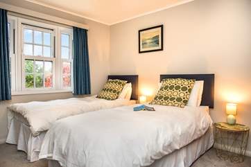 This bedroom has 'zip and link' beds that can also be made into a super-king double (Bedroom 3).