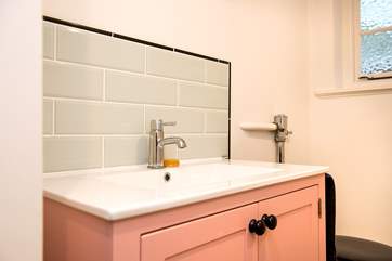 There are fun colours throughout the house (downstairs loo).